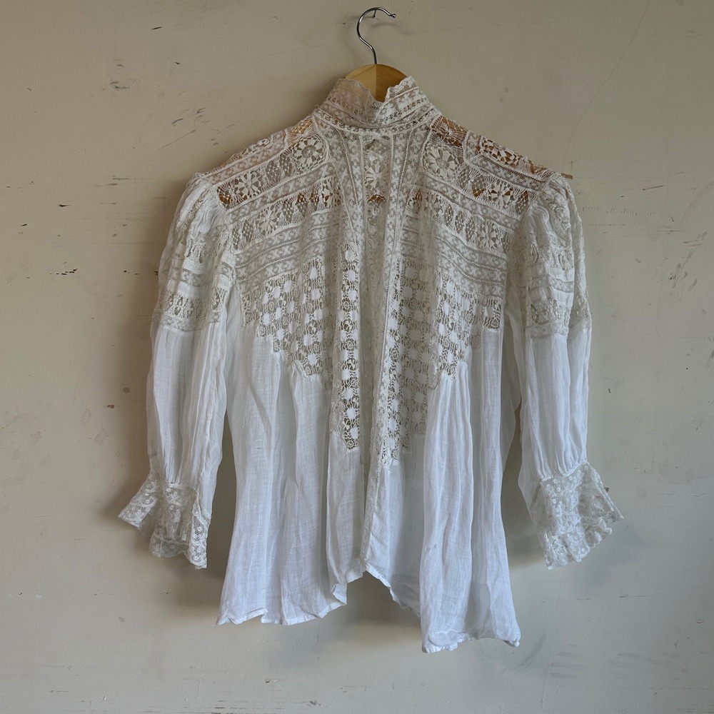 Antique Edwardian cotton lace blouse - Picture 2 of 12